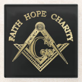 Masonic-symbool Glazen Onderzetter (Voorkant)