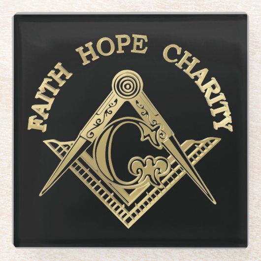 Masonic-symbool Glazen Onderzetter (Voorkant)