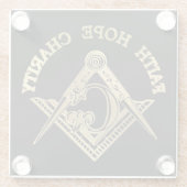 Masonic-symbool Glazen Onderzetter (Achterkant)