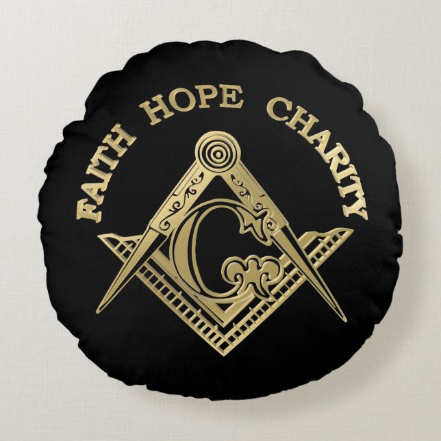 Masonic-symbool Rond Kussen (Voorkant)