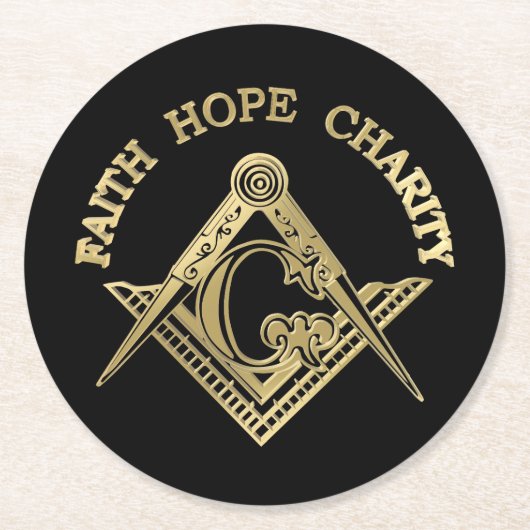 Masonic-symbool Ronde Kartonnen Onderzetter (Voorkant)