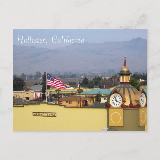 Masonic Temple Clock Tower in Hollister, CA Briefkaart (Voorkant)
