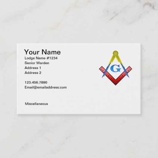 Masonic Visitekaartje 1 (Voorkant)