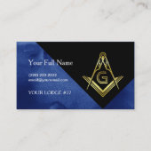 Masonic Visitekaartje Design | Blauw Zwart & Goud (Voorkant)