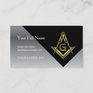Masonic Visitekaartje Design   Zwarte goudzilver Contactkaartje