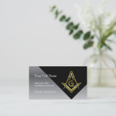 Masonic Visitekaartje Design | Zwarte goudzilver Contactkaartje (Staand voorkant)