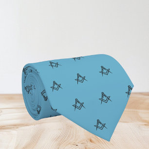 Masonic Vrijmetselaar Blauw Patroon Stropdas