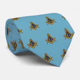 Masonic Vrijmetselaar Blauw Patroon Stropdas