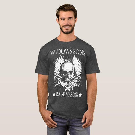Masonic Widows Son Raise Masons Skull Fathers T-shirt (Voorkant volledig)