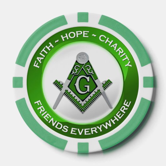 Masonieke Pokerfiches Groen Poker Chips (Voorkant)