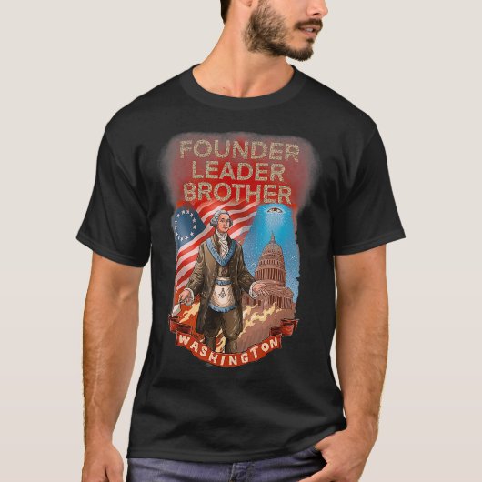 MASONISCH GEORGE WASHINGTON FOONDER LEADER T-SHIRT (Voorkant)