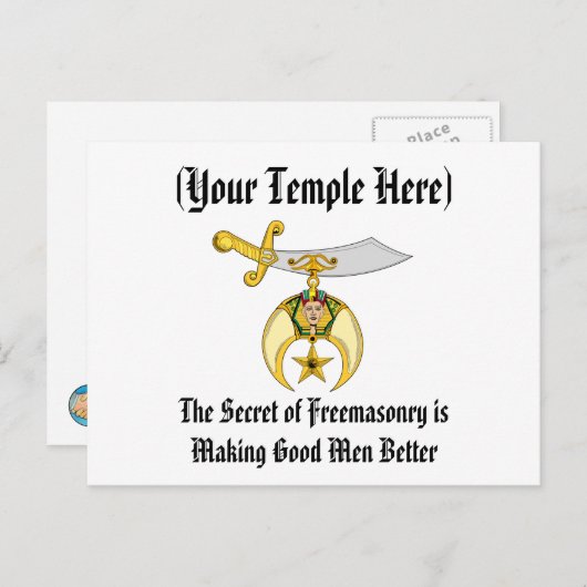 MASONISCH/SHRINERS EMBLEM BRIEFKAART (Voorkant / Achterkant)