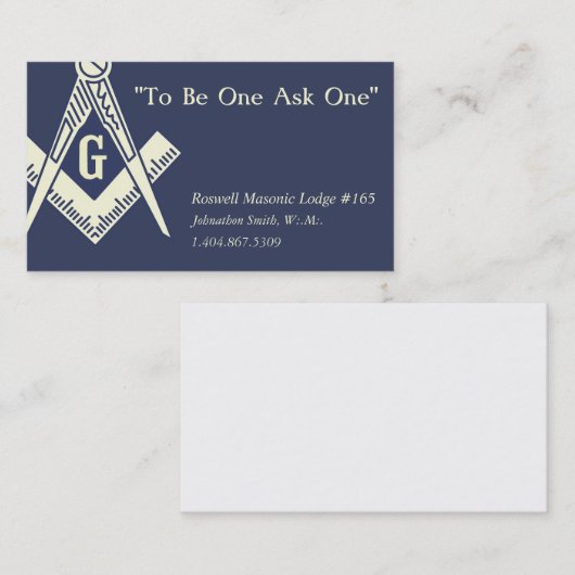 Masonisch Visitekaartje (Voorkant / Achterkant)