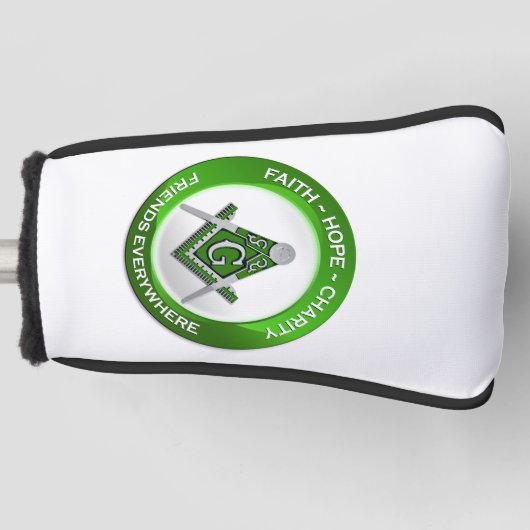 Masonische Golf Putter Hoes Groen Golfheadcover (Voorkant)
