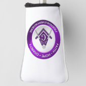 Masonische Golf Putter Hoes Paars Golfheadcover (Draai 90)