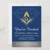 Masonische uitnodigingen | Gold Blue Diamond-Sjabl (Voorkant)