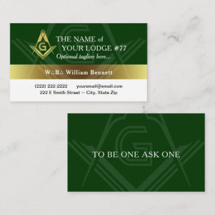 Masonische Visitekaartjes  Green Gold Freemason