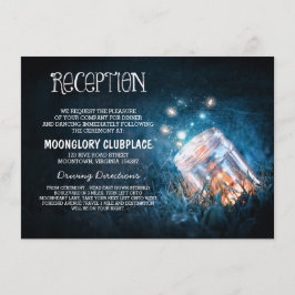 Masonjar glimwormen blauwe nacht huwelijksreceptie informatiekaartje