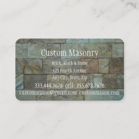 Masonry Brick, Block Custom Business Visitekaartje (Voorkant)