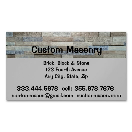 Masonry Brick, Block Stone Custom Magnetisch Visitekaartje (Voorkant)
