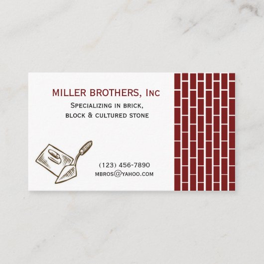 MASONRY Brick Construction Builder Visitekaartje (Voorkant)