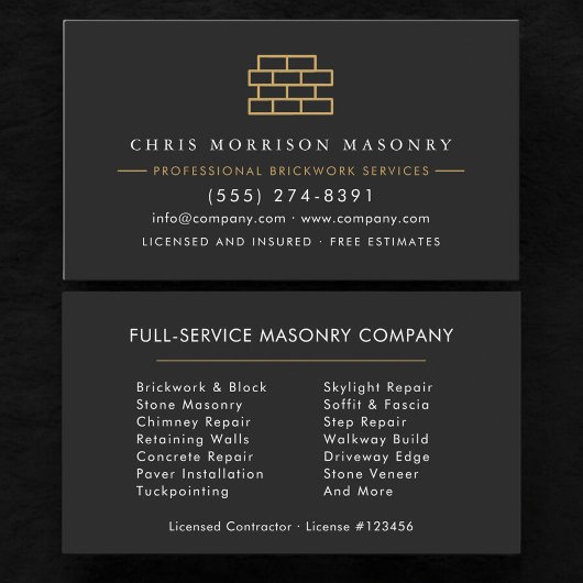 Masonry Brick Mason Contractor Company Visitekaartje