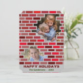 Masonry Bricks Stone Worker blokkeert Kerstmis Kaart (Staand voorkant)