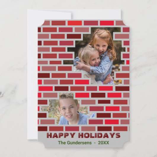 Masonry Bricks Stone Worker blokkeert Kerstmis Kaart (Voorkant)