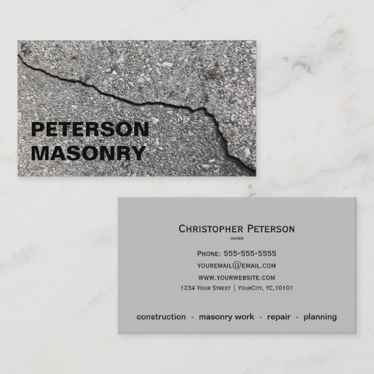 Masonry-constructie - Visitekaartje voor de metsel (Voorkant / Achterkant)