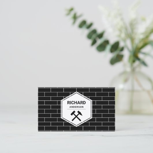Masonry Construction Black Bricks Wall Bricklay Visitekaartje (Staand voorkant)