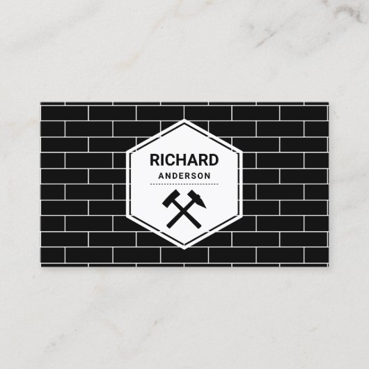 Masonry Construction Black Bricks Wall Bricklay Visitekaartje (Voorkant)