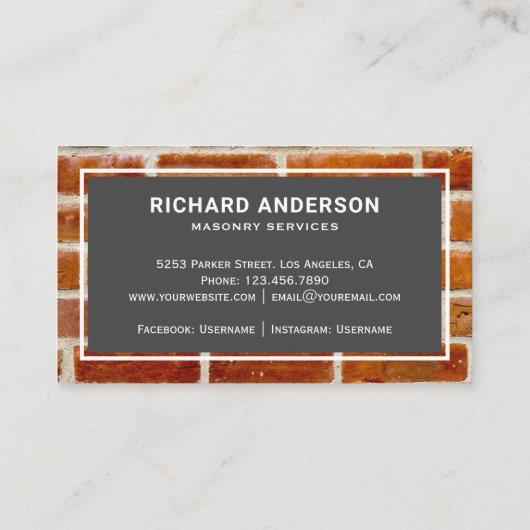 Masonry Construction Red Bricks Wall Visitekaartje (Achterkant)