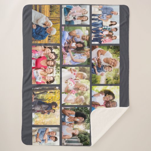 Masonry Grid 12 Photo Collage Gray Sherpa Blanket Sherpa Deken (Voorkant)