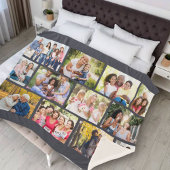 Masonry Grid 12 Photo Collage Gray Sherpa Blanket Sherpa Deken