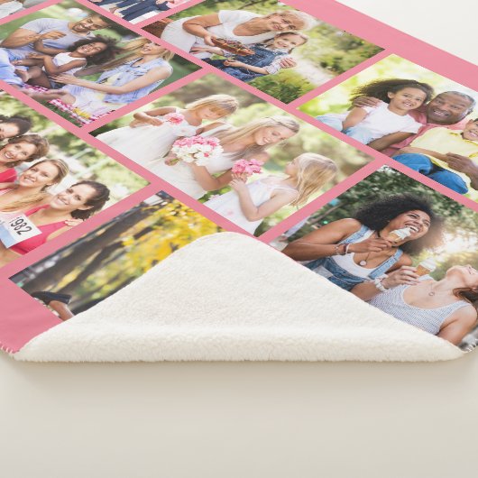 Masonry Grid 12 Photo Collage Pink Sherpa Blanket Deken (3/4)