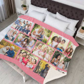 Masonry Grid 12 Photo Collage Pink Sherpa Blanket Sherpa Deken