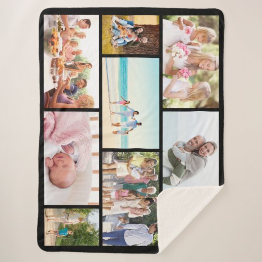 Masonry Grid 9 Foto Collage Black Sherpa Deken (Voorkant)