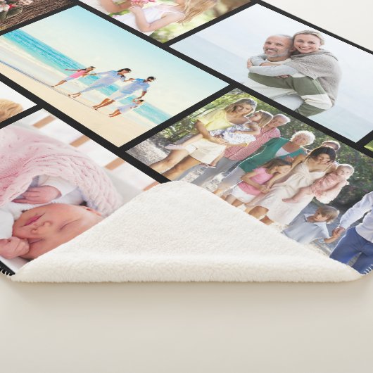 Masonry Grid 9 Foto Collage Black Sherpa Deken (3/4)