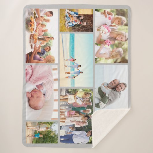 Masonry Grid 9 Foto Collage Light Gray Sherpa Deken (Voorkant)