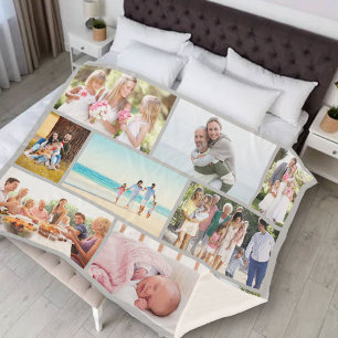 Masonry Grid 9 Foto Collage Light Gray Sherpa Deken