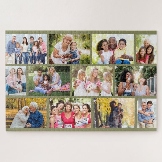 Masonry Grid Family Photo Collage Green Legpuzzel (Horizontaal)