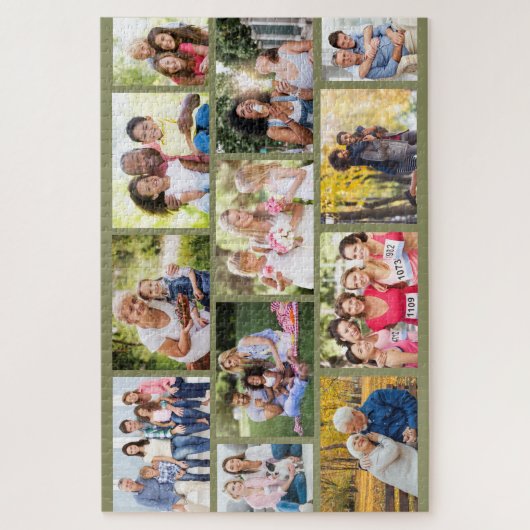 Masonry Grid Family Photo Collage Green Legpuzzel (Verticaal)
