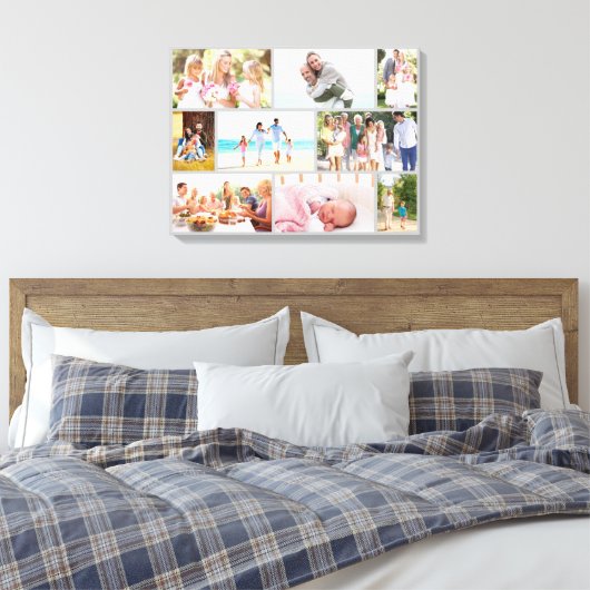 Masonry Style Family Foto Collage Gray Canvas Afdruk (Insitu (Slaapkamer))