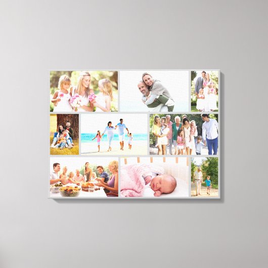 Masonry Style Family Foto Collage Gray Canvas Afdruk (Voorkant)