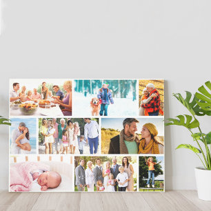 Masonry Style Family Foto Collage White Canvas Afdruk
