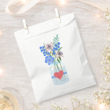 Masons Jar Blue Floral Favor Bags