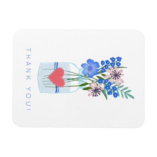  Masons Jar Heart Floral Hartelijk dank Magneet (Horizontaal)