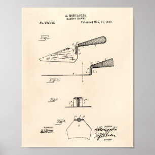 Mason's Trowel 1893 Patent Art Old Peper Poster
