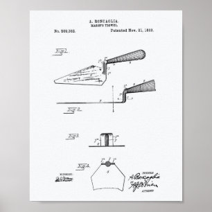 Mason's Trowel 1893 Patent Art Witboek Poster