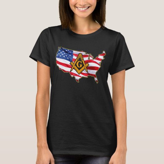 Masons Us Flag Map Masonic Vader's Onafhankelijkhe T-shirt (Voorkant)